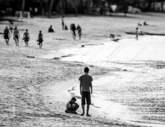 Two Boys by the Shoreline - Fine Art Photography Print, Limited Edition Photography, Black and White Photography, Art Photography for Sale, Collector's Photography