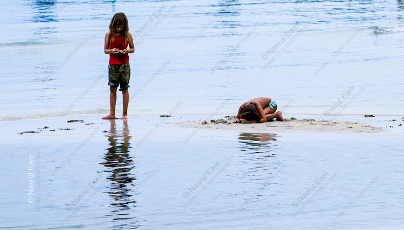 Two Children on a Sandbar