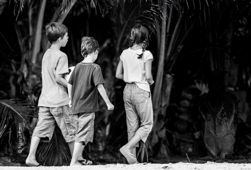 Three Children on the Path to the Palms