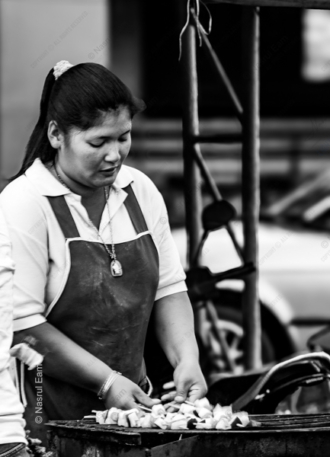 A Woman Preparing Skewers - Fine Art Photography Print, Limited Edition Photography, Black and White Photography, Documentary Photography, Art Photography Prints