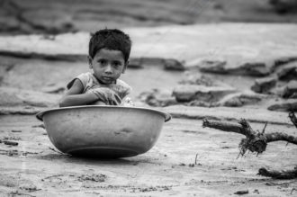 Child in a Metal Basin on the Sand - Fine Art Photography Print, Limited Edition Print, Monochrome Photography, Child Portrait,  Giclée Print