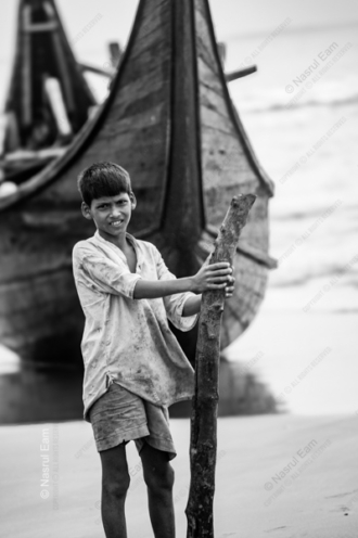 Boy with Wooden Pole - Fine Art Photography Print, Limited Edition Print, Monochromatic Photography, Documentary Photography, Art Photography for Sale