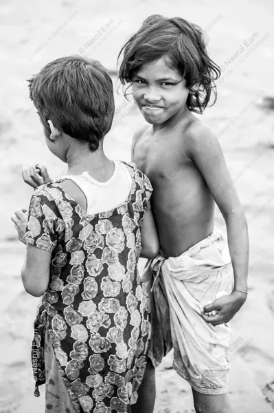Shoreline Siblings - Fine Art Photography Prints, Limited Edition Photography, Monochrome Photography, Children Photography, Art Photography for Sale
