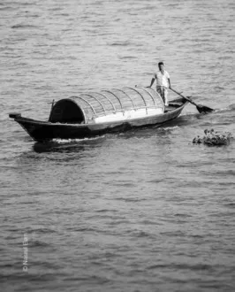 The Oarsman and the Thatched Canopy Boat - Fine Art Photography Print, Limited Edition Photography, Giclée Print, Museum-Quality Photography, Art Photography Collectors