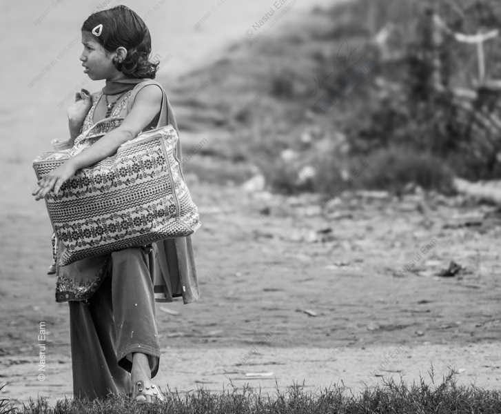 Girl with Woven Bag