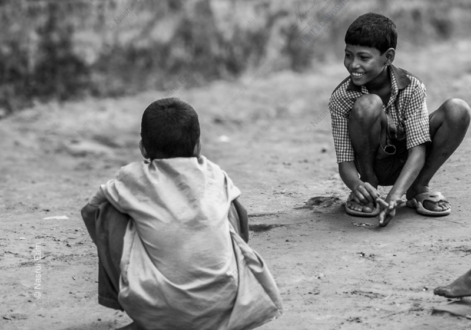 Boys Playing Marbles - Fine Art Photography Print, Limited Edition Print, Monochrome Photography,  Art Photography for Sale, Collector Photography
