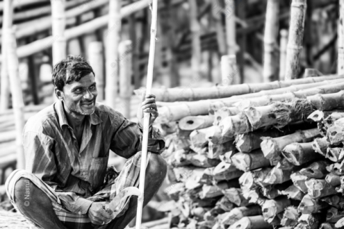 Bamboo Worker's Respite - Fine Art Photography Print, Limited Edition Print, Monochrome Photography,  Human Interest Photography, Giclée Print