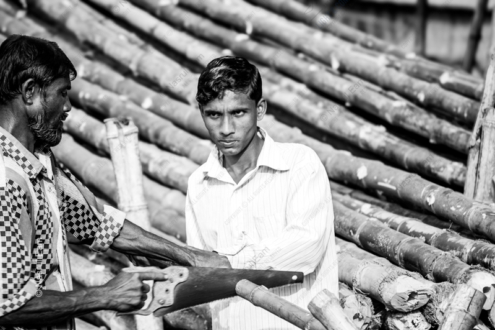 Sawing Bamboo - Fine Art Photography Print, Limited Edition Photography, Black and White Photography, Documentary Photography, Nasrul Eam