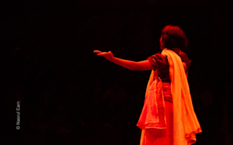 Gesture in Crimson and Shadow