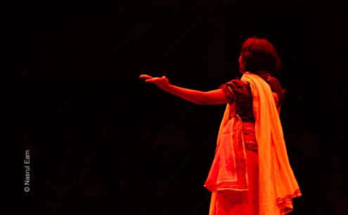 Gesture in Crimson and Shadow