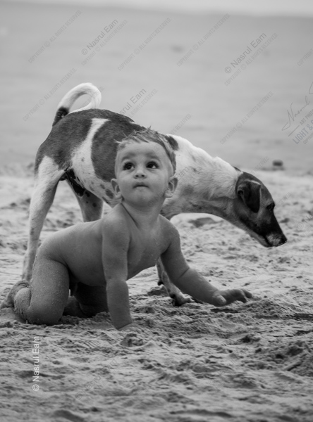 Child and Companion on the Shore