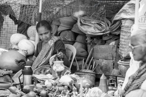 A Woman Amidst Her Clay Wares - Fine Art Photography Print, Limited Edition Print, Black and White Photography, Documentary Photography, Art Photography