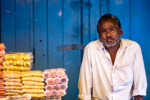 Vendor at the Blue Wall - Fine Art Photography Print, Limited Edition Photography, Photography Art Sale,  Documentary Photography,  Nasrul Eam