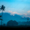 Blue Dawn, Palms and Distant Peaks - Fine Art Photography Print, Limited Edition Print, Luxury Photography Art, Museum-Quality Photography, Fine Art Prints