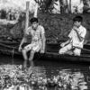 Boys Fishing from a Narrow Boat - Fine Art Photography Print, Limited Edition Photography, Monochrome Photography,  Art Photography,  Fine Art Prints