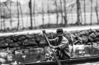 Navigating a Tranquil Waterway - Fine Art Photography Print, Limited Edition Photography, Monochrome Photography,  Art Photography Print,  Luxury Photography Art