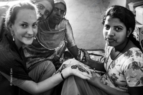 Henna Artist and Her Subject - Fine Art Photography Print, Monochromatic Photography, Limited Edition Print,  Portrait Photography, Cultural Photography