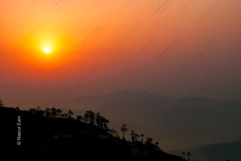 Crimson Horizon, Silhouetted Ridge