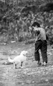 Boy and White Pup - Fine Art Photography Print, Limited Edition Photography, Giclée Print, Art Photography, Photography for Collectors