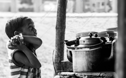 A Boy's Gaze by the Kettles - Fine Art Photography Prints, Limited Edition Photography, Museum-Quality Photography,  Art Photography Prints,  Black and White Photography