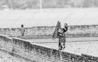 Mother and Children on the Brick Wall - Fine Art Photography Print, Limited Edition Photography, Giclée Print, Motherhood Photography, Art Photography for Sale