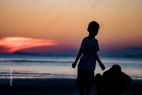 Silhouettes on the Evening Shore - Fine Art Photography Prints, Limited Edition Photography, Museum-Quality Photography, Art Photography for Collectors, High-End Photography Prints