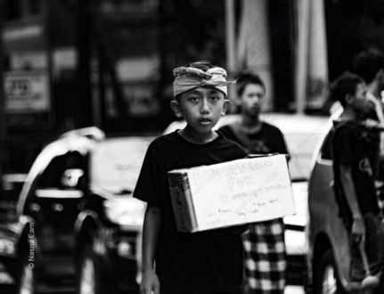 Young Boy with Donation Box - Fine Art Photography Print, Limited Edition Print, Black and White Photography, Contemporary Photography, Portrait Photography