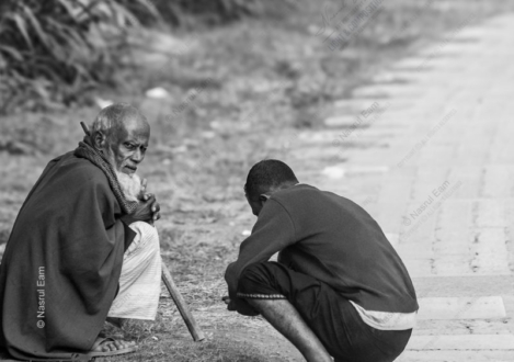 An Elder and a Youth by the Stone Steps - Fine Art Photography Print, Limited Edition Print, Black and White Photography, Documentary Photography,  Art Photography