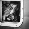 Train Window Embrace - Fine Art Photography Print, Limited Edition Photography, Monochrome Photography, Mother and Child Photography, Art Photography for Sale