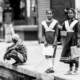 Schoolgirls at the Station - Fine Art Photography Print, Limited Edition Photography, Museum-Quality Artwork, Black and White Photography, Art Photography for Sale