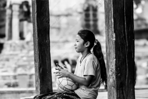 Girl with a Soccer Ball - Fine Art Photography Print, Limited Edition Photography, Monochrome Photography, Art Photography Print, Contemporary Art Photography