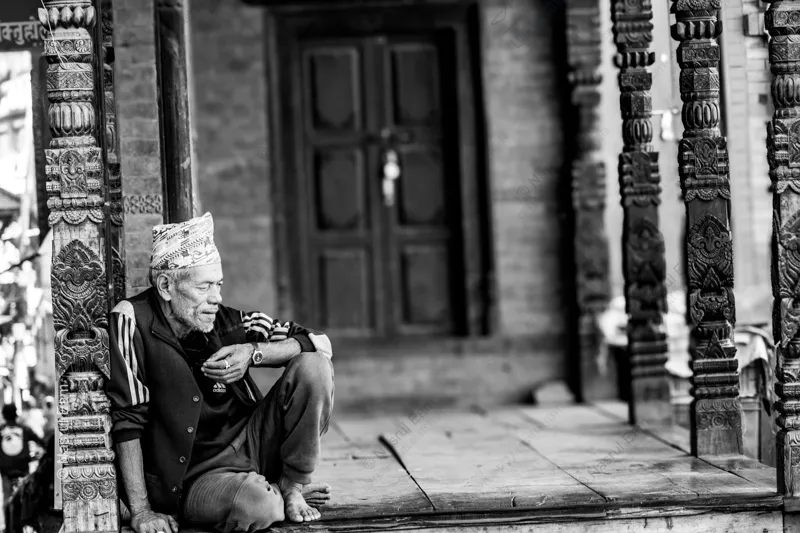 Contemplation on a Carved Porch - Fine Art Photography Print, Limited Edition Photography, Monochrome Photography,  Art Photography, Collector's Print
