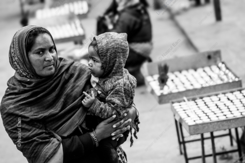 Mother and Child Among the Offerings - Fine Art Photography Print, Limited Edition Print, Motherhood Photography, Monochrome Photography, Art Photography for Sale
