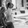 A Girl and a Woman by the Sacks - Fine Art Photography Print, Limited Edition Photography, Black and White Photography, Giclée Print,  Human Emotion Photography