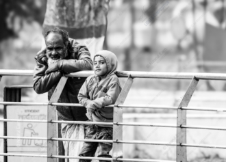Leaning against a Metal Railing - Fine Art Photography Print, Limited Edition Photography, Museum-Quality Artwork, Black and White Photography, Art Photography for Collectors