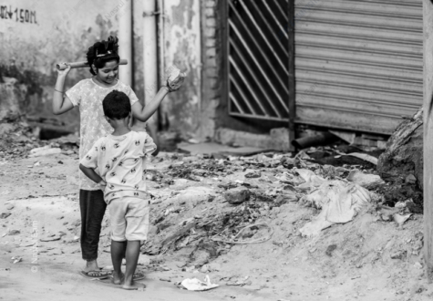 Two Children amidst an Urban Decay - Fine Art Photography Prints, Limited Edition Photography, Giclée Prints,  Art Photography Investment,  Monochrome Photography