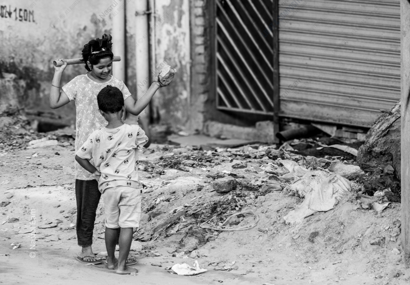 Two Children amidst an Urban Decay - Fine Art Photography Prints, Limited Edition Photography, Giclée Prints, Art Photography Investment, Monochrome Photography
