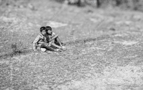 Companions on the Hillside - Fine Art Photography Print, Limited Edition Photography, Monochrome Photography, Children Photography, Nasrul Eam