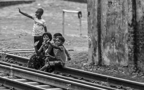 Children on the Tracks - Fine Art Photography Print, Limited Edition Print, Monochrome Photography,  Art Photography, Photography for Collectors
