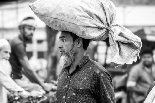 A Man Carrying a Large Sack - Fine Art Photography Print, Monochrome Photography, Limited Edition Print,  Art Photography, Collector's Print