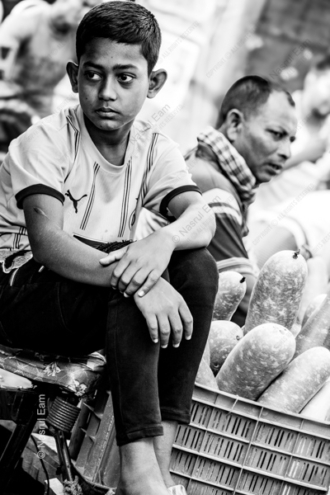 Boy Beside the Gourd Crate - Fine Art Photography Print, Limited Edition Photography, Monochrome Photography, Giclée Print, Art Photography Investment