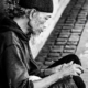 An Elder's Repose by the Brick Path - Fine Art Photography Print, Limited Edition Print, Black and White Photography, Giclée Print,  Art Photography