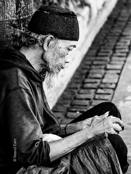 An Elder's Repose by the Brick Path - Fine Art Photography Print, Limited Edition Print, Black and White Photography, Giclée Print,  Art Photography
