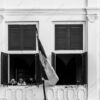 Three Youths at an Open Window with Flag - Fine Art Photography Prints, Limited Edition Photography, Museum-Quality Photography, Black and White Photography, Art Photography for Sale