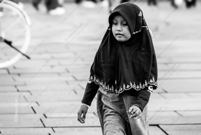 Girl with Embroidered Hijab - Fine Art Photography Print, Limited Edition Photography, Black and White Portrait, Contemporary Art Photography, Photography Art Print