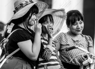 Three Women in Sun Hats - Fine Art Photography Prints, Limited Edition Photography, Street Photography, Black and White Photography, Museum-Quality Prints