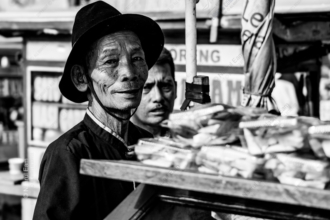 The Elder at the Market Stall - Fine Art Photography Print, Limited Edition Photography, Black and White Portrait, Museum-Quality Artwork, Art Photography for Collectors