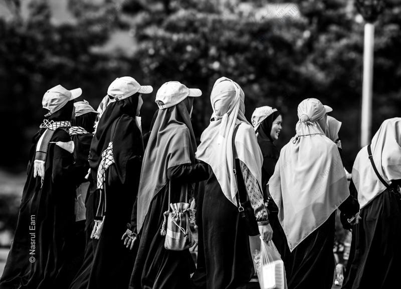 A Procession of Women in Veils and White Caps