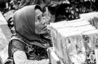 The Vendor's Upward Gaze - Fine Art Photography Print, Limited Edition Photography, Black and White Photography, Portrait Photography, Art Photography for Sale