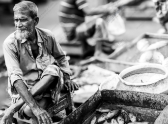 Fishmonger in a Moment of Repose - Fine Art Photography Print, Limited Edition Photography, Giclée Print, Black and White Photography, Art Photography Investment